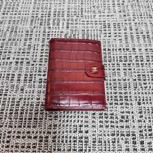 CHANEL Crocodile-Pattern Passport Holder Wallet