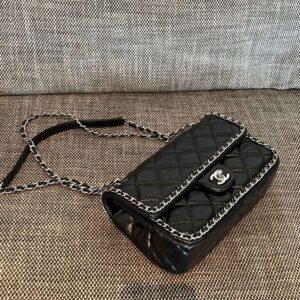 CHANEL Silver-Tone Rolled-Edge Chain CF Crossbody Bag