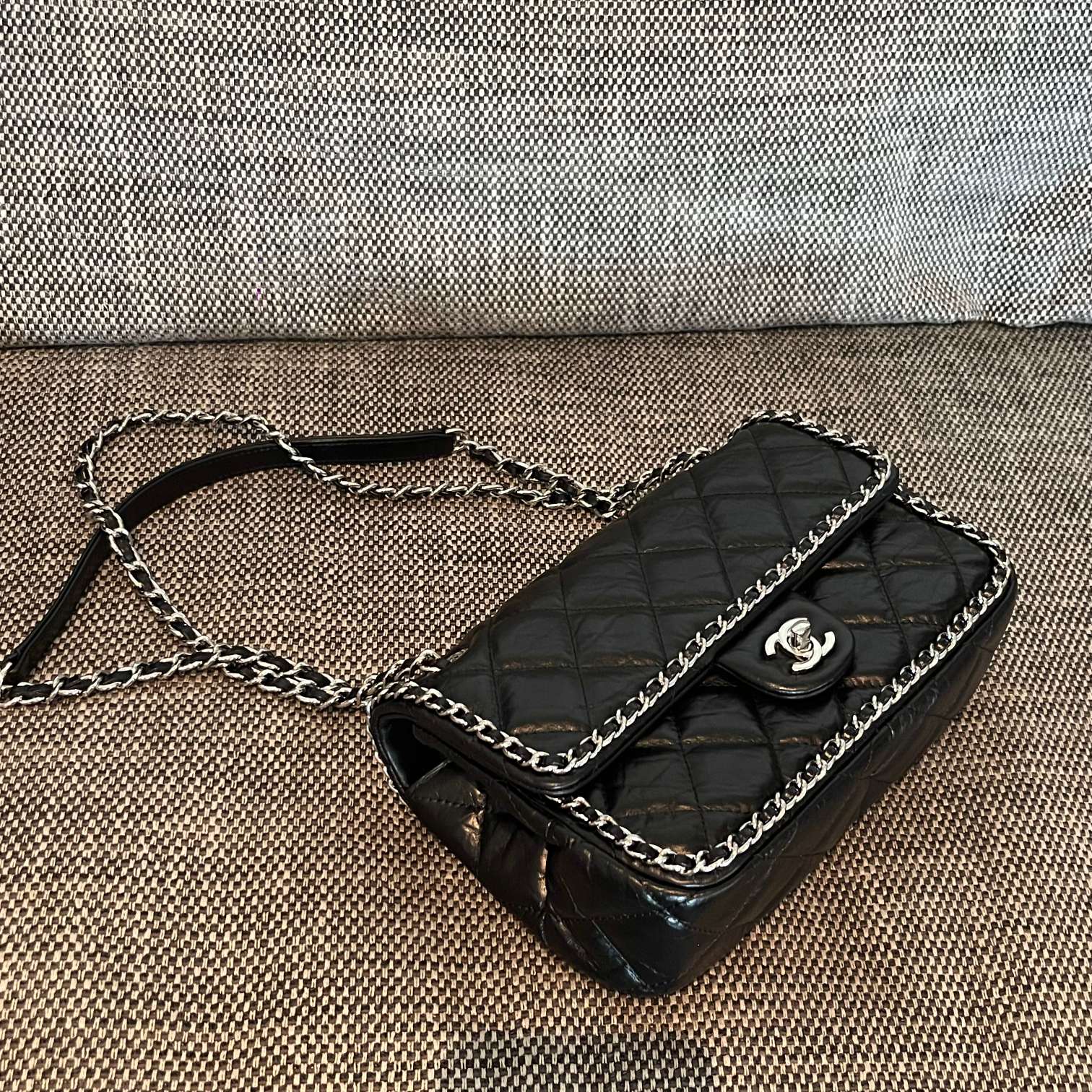 CHANEL Silver-Tone Rolled-Edge Chain CF Crossbody Bag