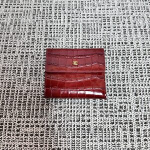 CHANEL Crocodile-Pattern Tri-Fold Wallet