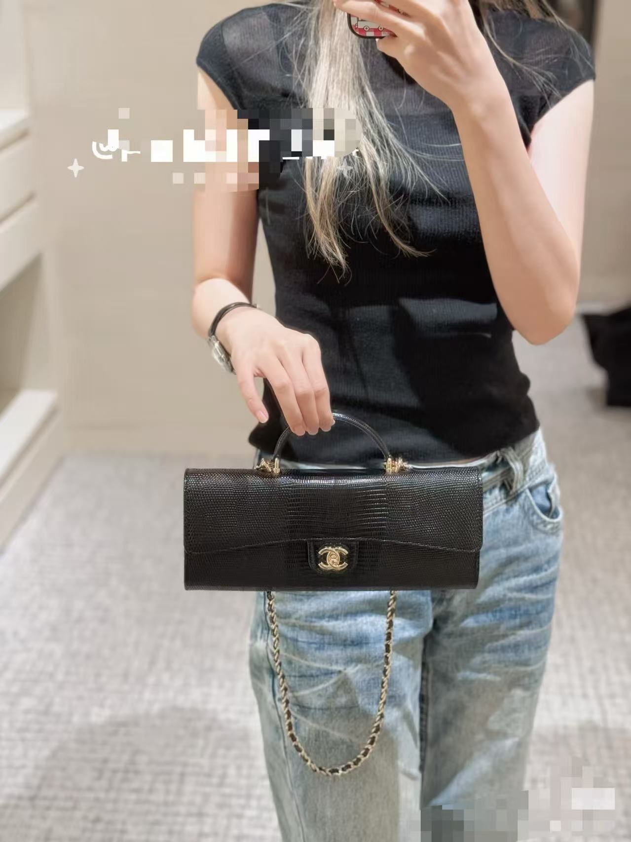 Chanel 26A Black Caviar Leather Shoulder Bag