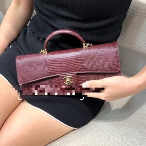 Chanel 26A Burgundy Crocodile-Embossed Leather Shoulder Bag