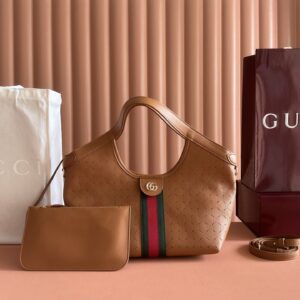 Gucci Brown Perforated Leather Bag 60845
