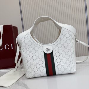 Gucci White Perforated Leather Bag 860845