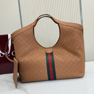 Gucci Brown Perforated Leather Bag