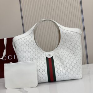 Gucci Perforated White Leather Bag
