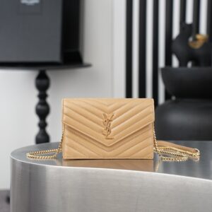 Apricot Lambskin Gold-Buckle WOC Small Envelope Bag