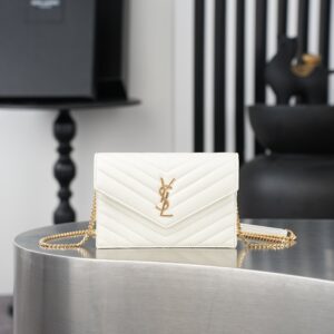 White Lambskin Small Envelope Clutch Bag