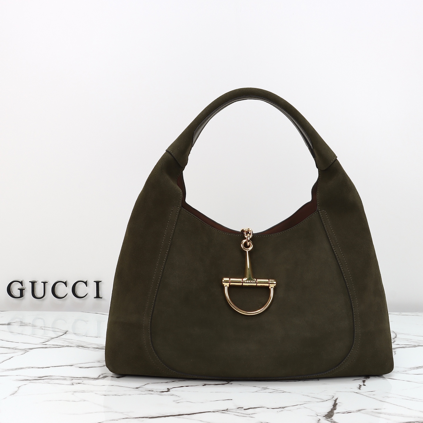 Gucci Model 837466 Forest Green Suede Bag