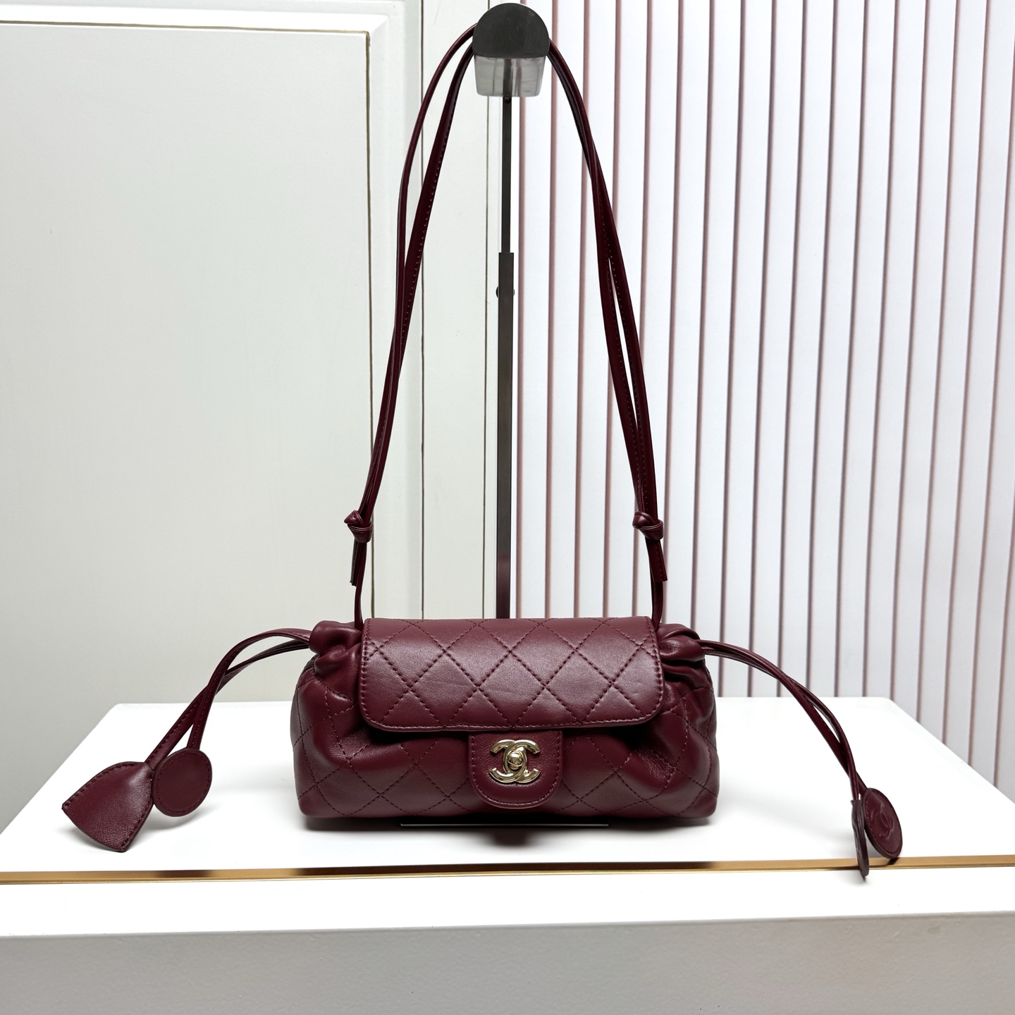 Chanel Quilted Drawstring Shoulder Bag in Black