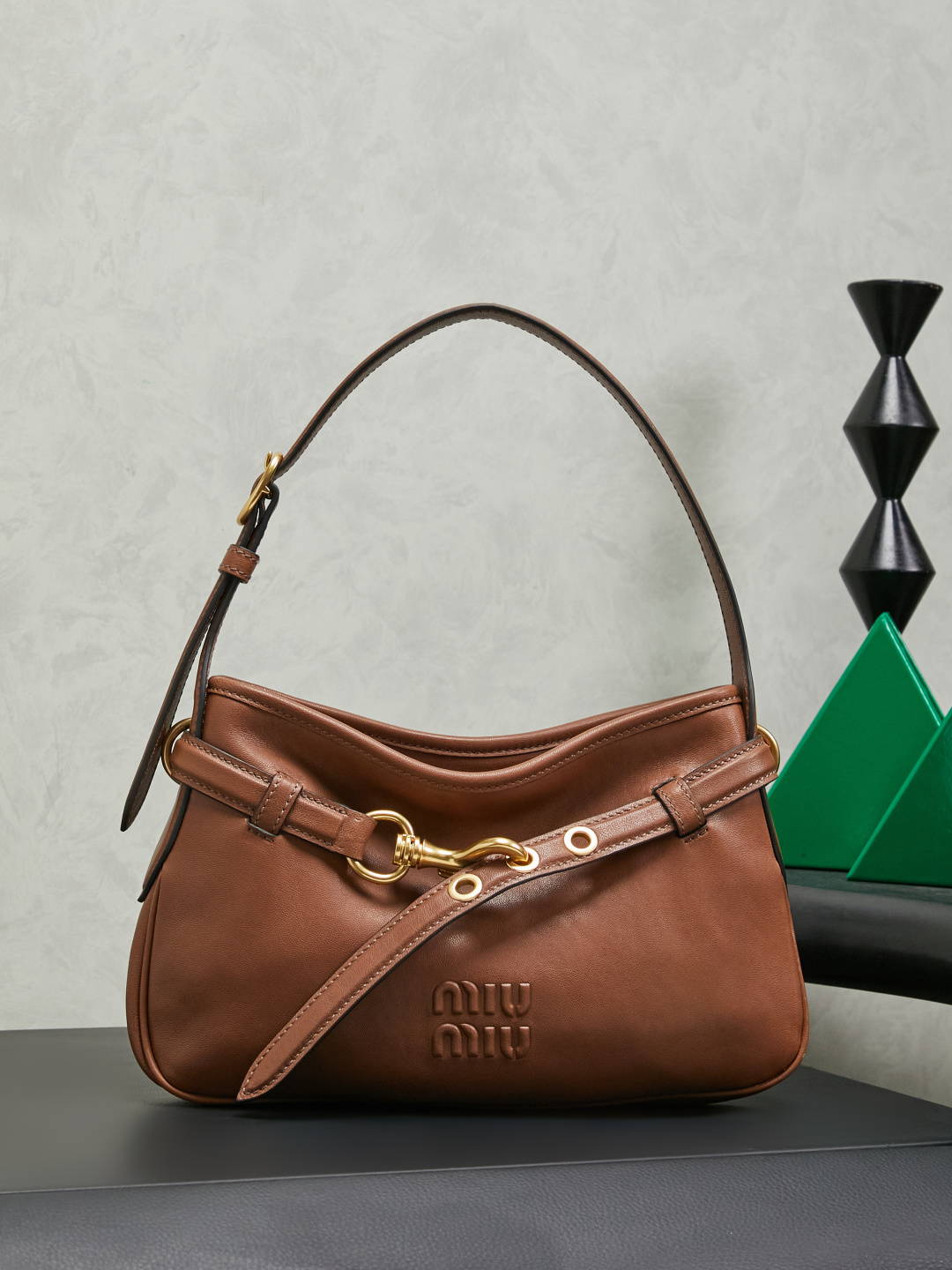 Aventure Embossed Leather Shoulder Bag, Model 5BC214