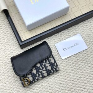 Dior Saddle Lotus Oblique Tri-Fold Wallet