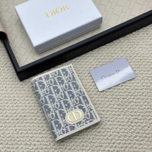 Dior Passport Holder in Beige and Black Oblique Canvas