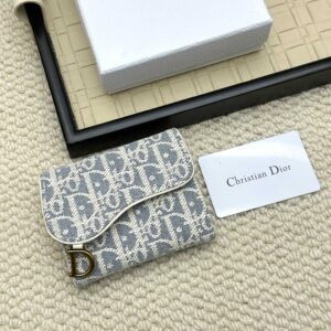Dior Saddle Lotus Oblique Tri-Fold Wallet