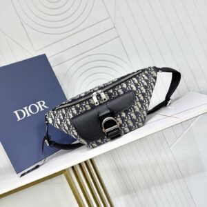 Dior Heritage Saddle Belt Bag in Beige and Black Oblique Canvas