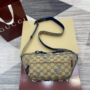 Gucci Embroidered Snake Canvas Bag