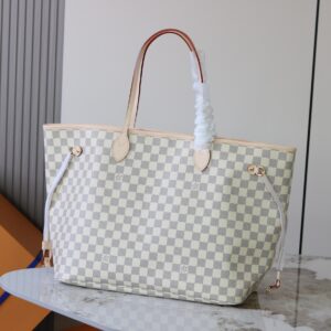 Louis Vuitton Neverfull Large Tote Bag in Damier Azur Canvas