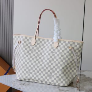 Louis Vuitton Neverfull Large Tote Bag in Damier Azur Canvas