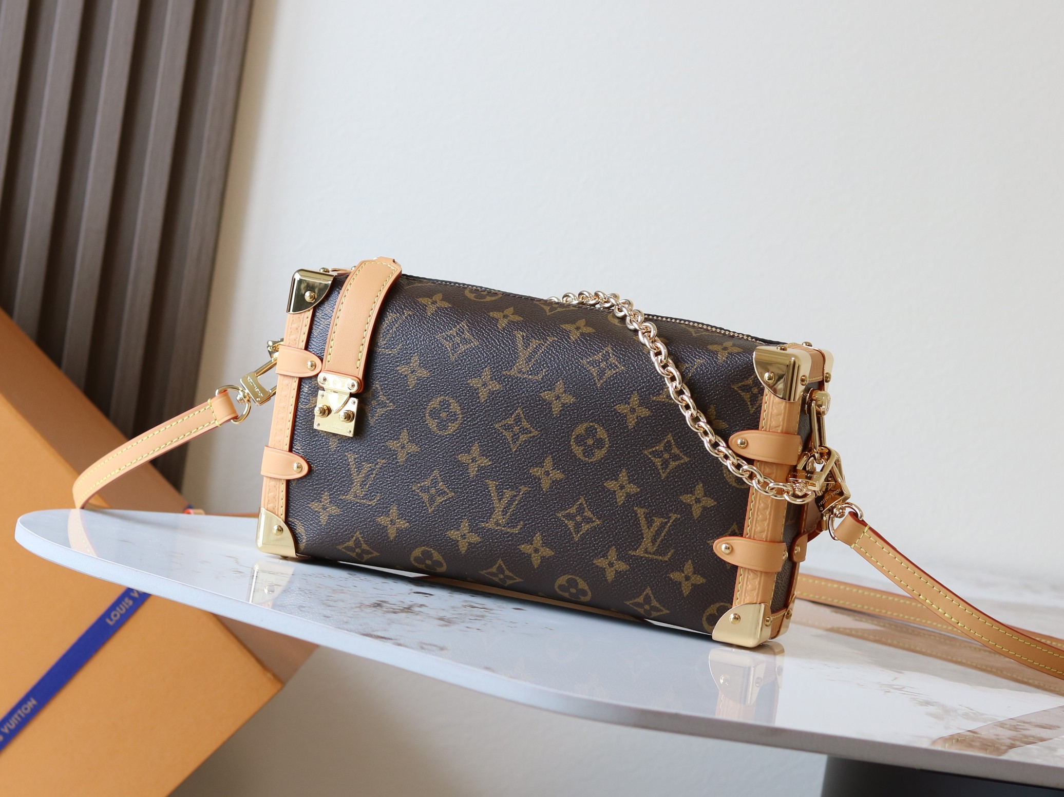 Louis Vuitton Side Trunk East West Shoulder Bag in Monogram Eclipse Canvas