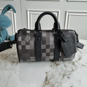 Louis Vuitton Keepall 25 Handbag in Monogram Eclipse Reverse Canvas