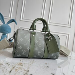 Louis Vuitton Keepall 25 Travel Bag in Monogram Eclipse Reverse Canvas