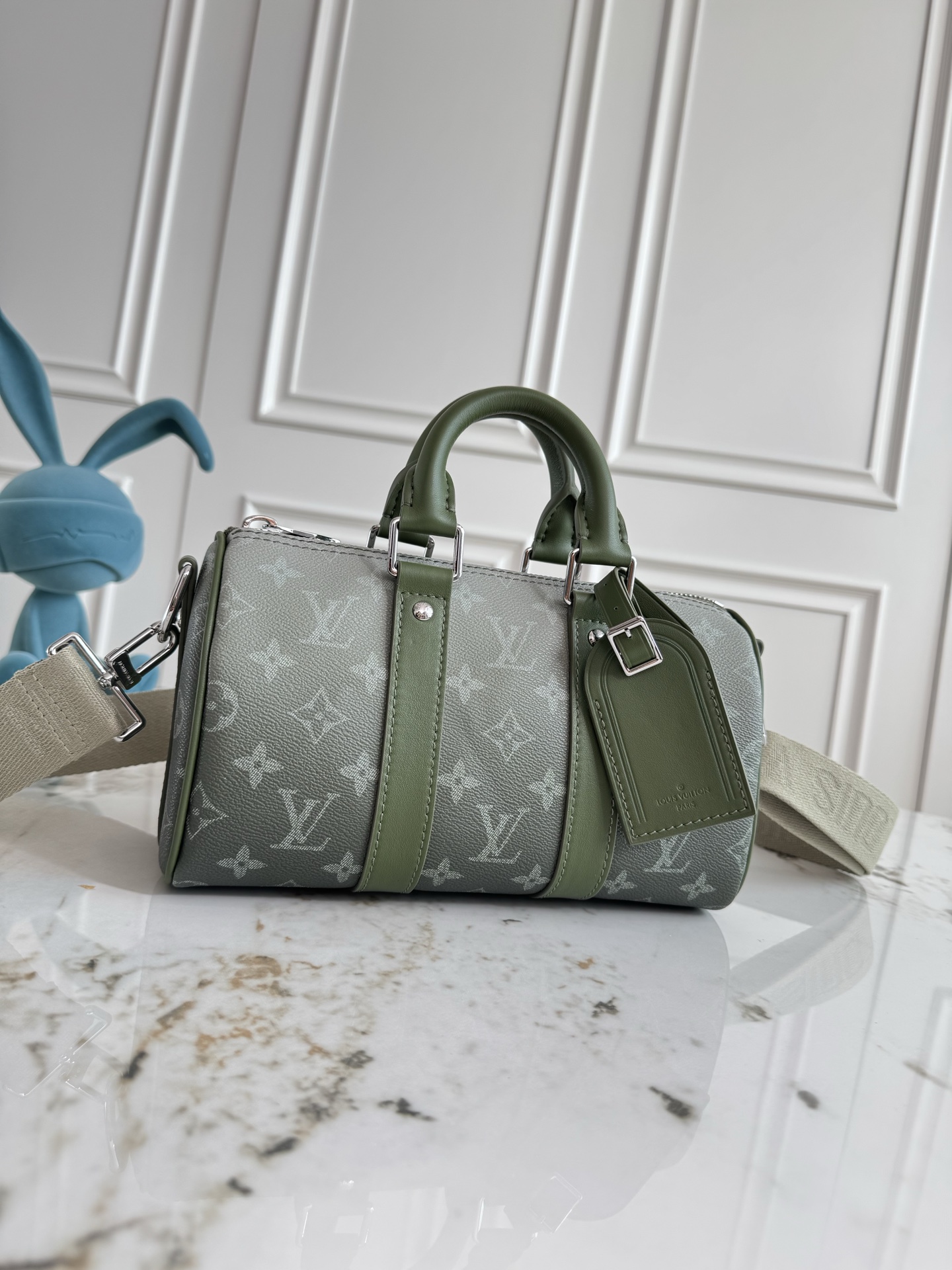 Louis Vuitton Keepall 25 Travel Bag in Monogram Eclipse Reverse Canvas