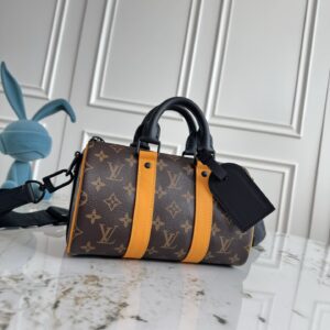Louis Vuitton Keepall 25 Handbag in Monogram Eclipse Reverse Canvas