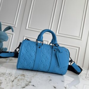 Keepall Mini Travel Bag in Blue Taurillon Monogram Leather