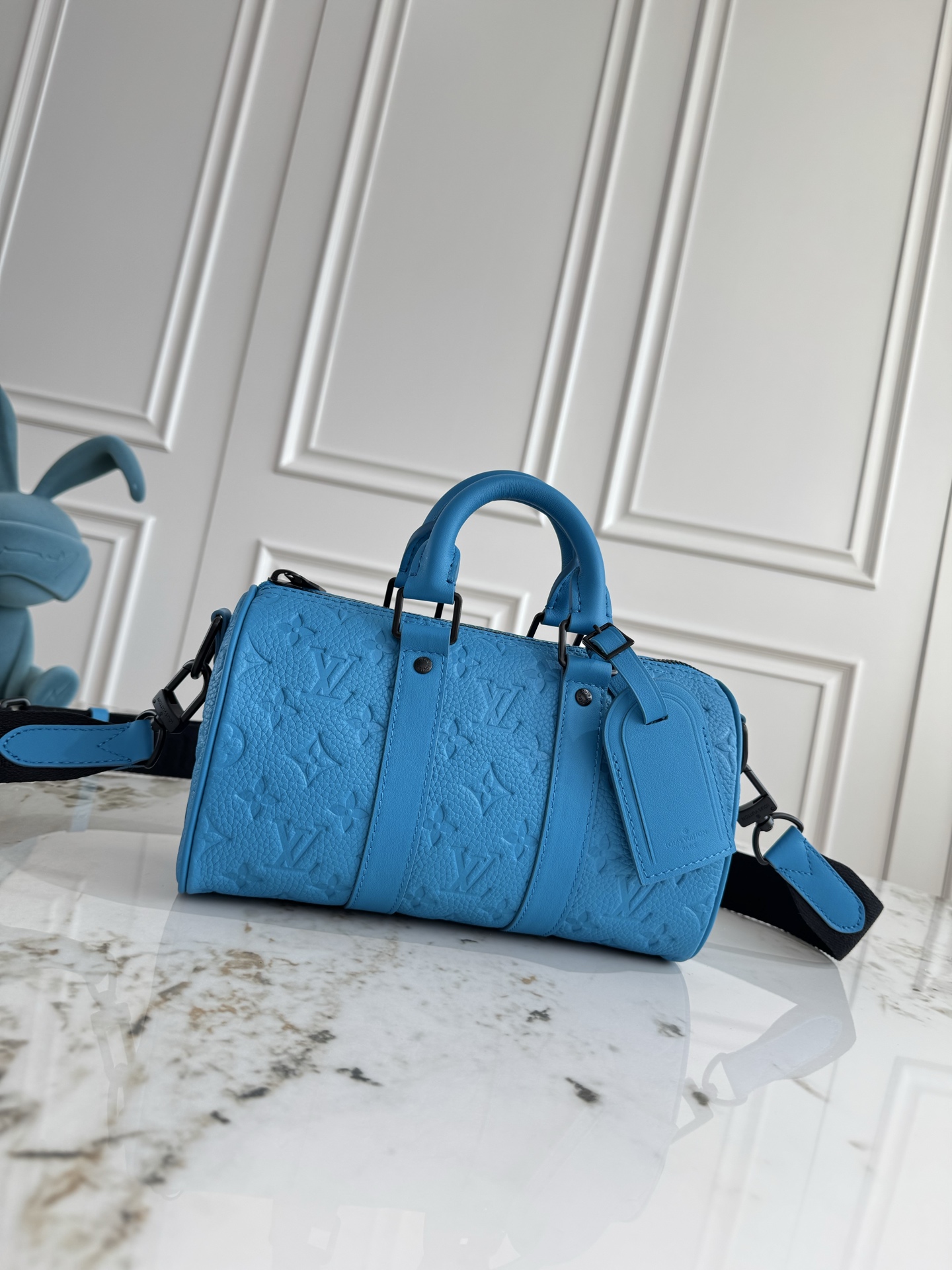 Keepall Mini Travel Bag in Blue Taurillon Monogram Leather