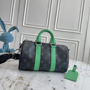 Louis Vuitton Keepall 25 Handbag in Monogram Eclipse Reverse Canvas