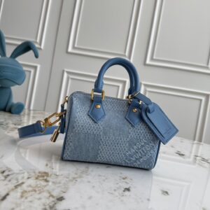 Louis Vuitton Speedy 18 Bandouliere Handbag in Damier Denim