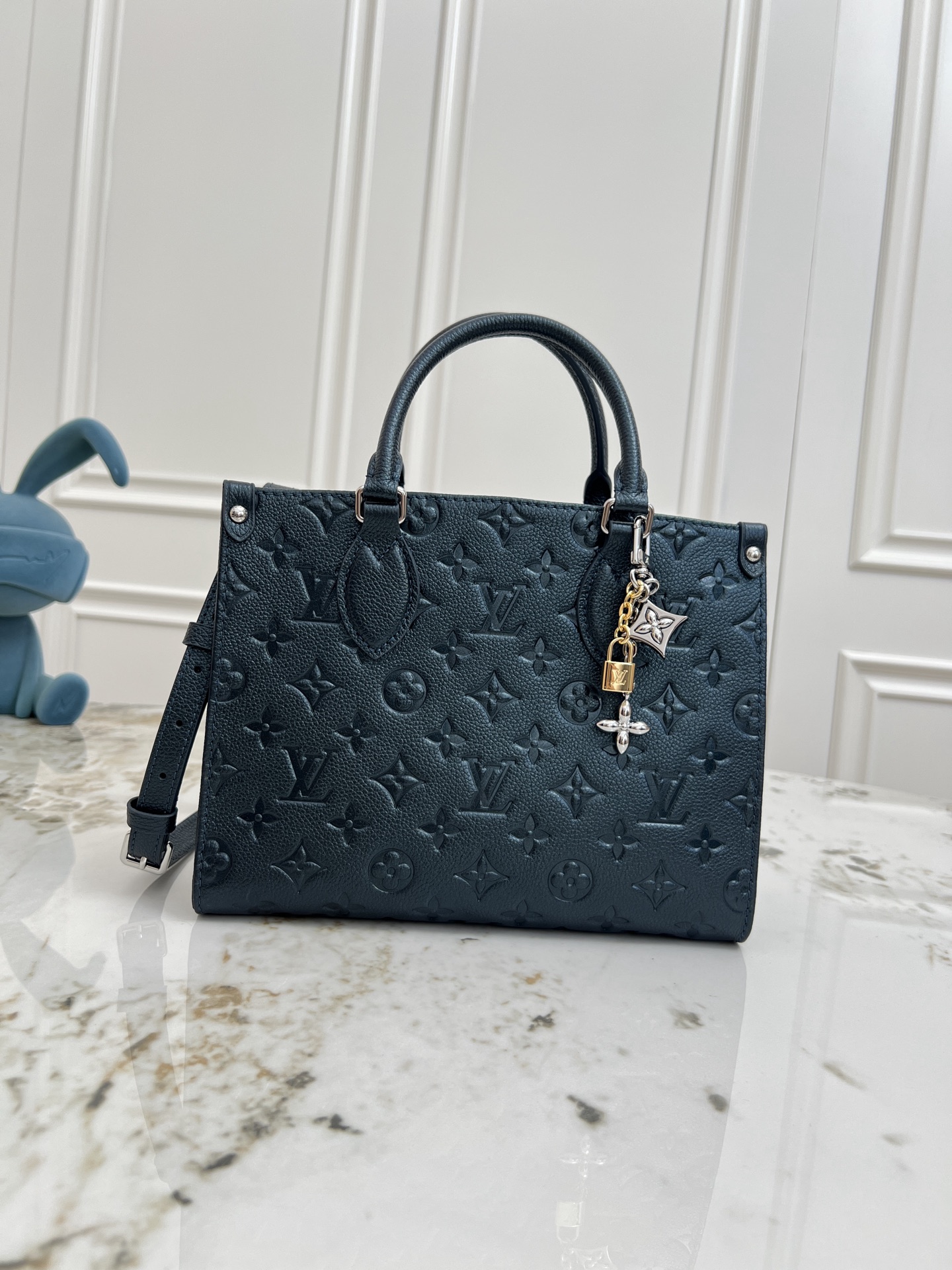 Louis Vuitton OnTheGo Tote in Pearl Blue Embossed Leather