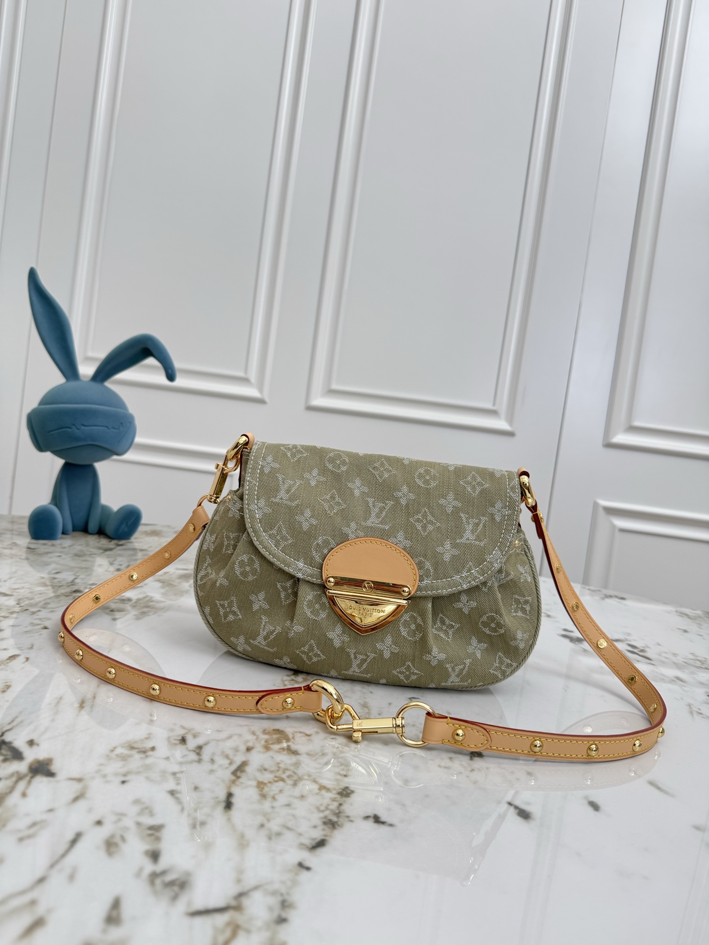 Sunset Rendez-Vous Khaki Denim Shoulder Bag