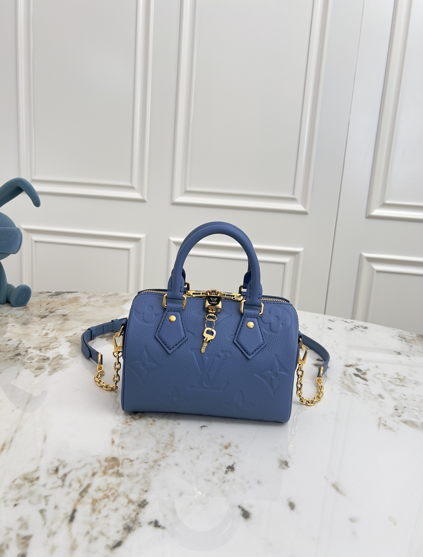 Louis Vuitton Speedy Bandoulière 20 Handbag in Blue Monogram Empreinte Leather