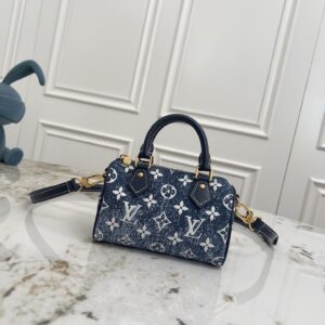 Louis Vuitton Nano Speedy Denim Handbag