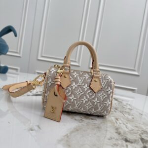 Louis Vuitton Nano Speedy Monogram Embleme Canvas Handbag