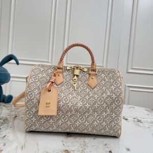 Louis Vuitton Speedy Soft 30 Handbag in White Monogram Emblème Denim
