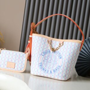 Louis Vuitton All In BB Bucket Handbag M29115 in Pink Striped Monogram Canvas