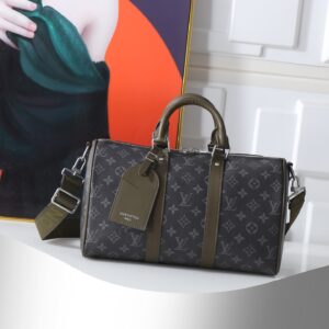 Louis Vuitton Keepall Bandouliere 35 Travel Bag in Monogram Eclipse Canvas