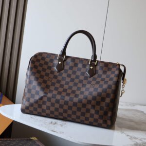 Speedy Handbag in Damier Canvas with Bronze Hardware