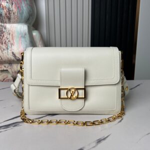 Louis Vuitton Dauphine Soft Medium Crossbody Bag in White Leather