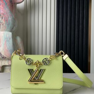 Louis Vuitton LV Twist Small Handbag in Green Ripple-Pattern Leather