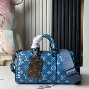 Louis Vuitton Keepall Bandoulière 25 Blue Floral Shoulder Bag