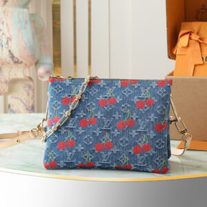 Louis Vuitton Coussin Small Shoulder Bag in Cherry Monogram Denim