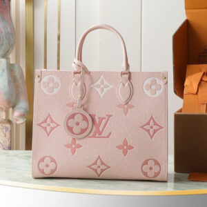Louis Vuitton OnTheGo MM Tote Bag in Pink Monogram Empreinte Leather