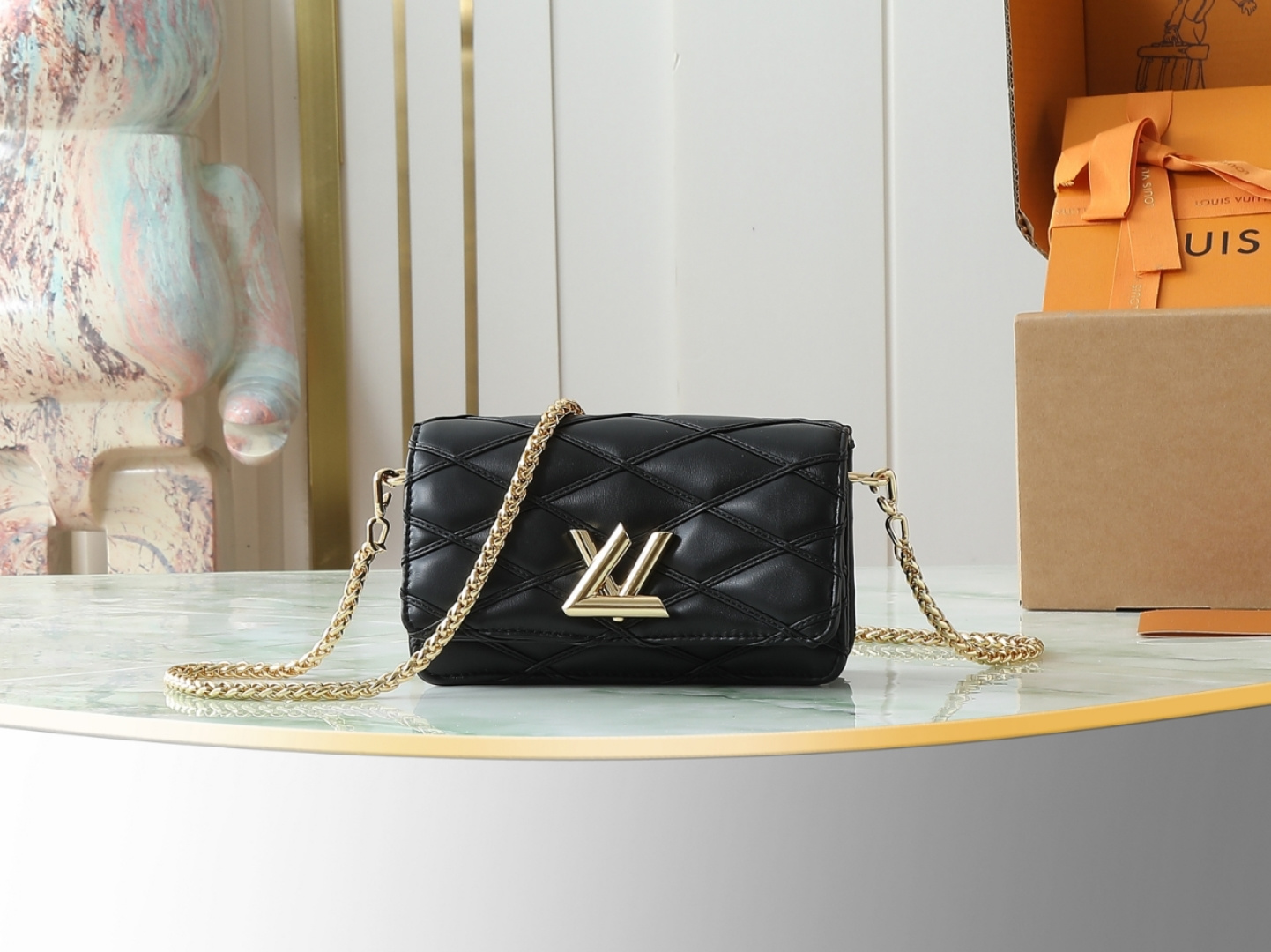 Louis Vuitton Wallet on Chain Go-14 M13139 Black Leather Crossbody Bag