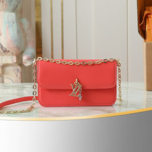 Louis Vuitton LV Bloom Wallet on Chain in Coral Leather