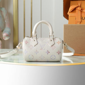 Louis Vuitton Nano Speedy Handbag in Beige Gradient Monogram Empreinte Leather