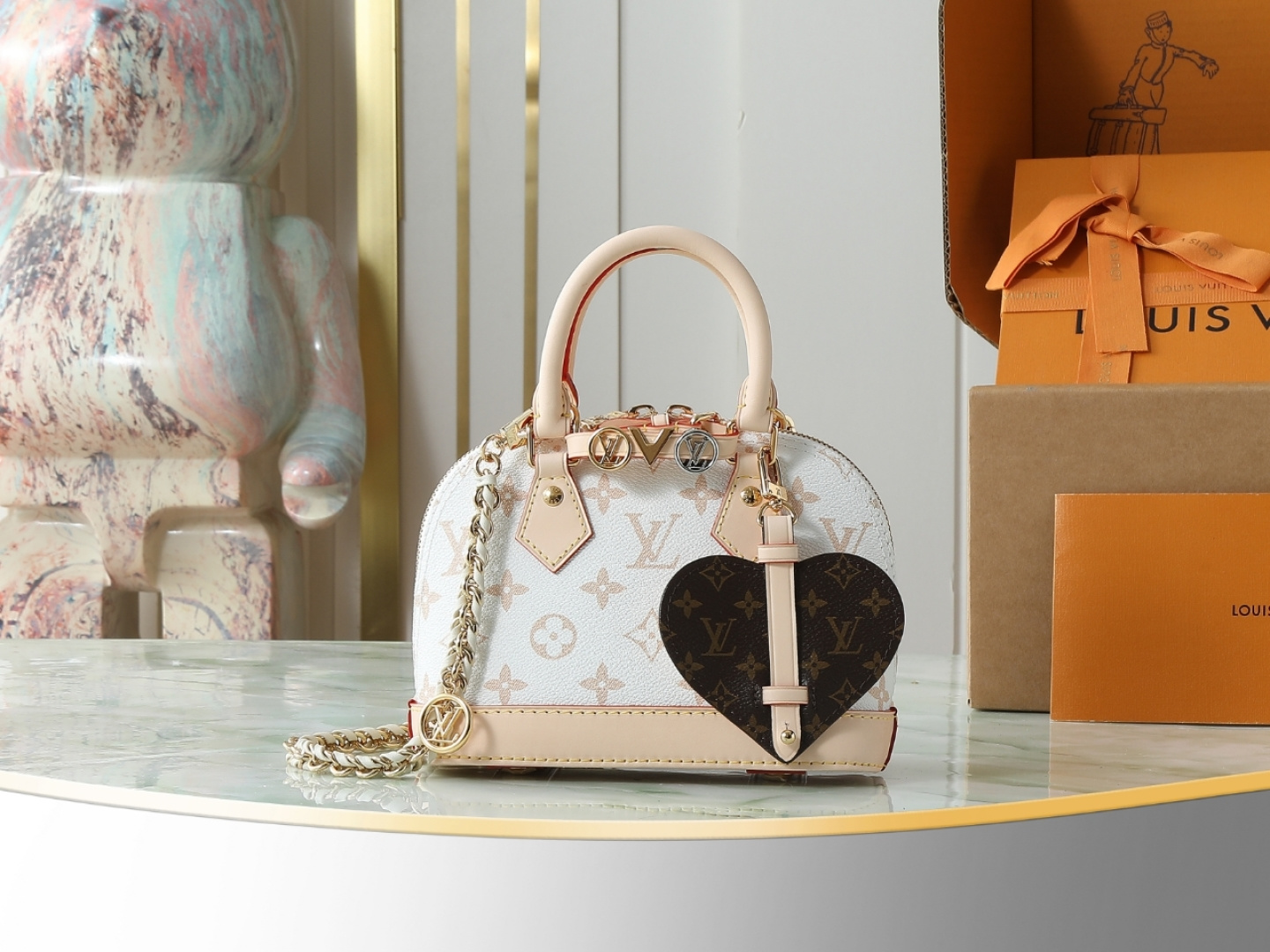 Alma Mini White Floral Chain Handbag