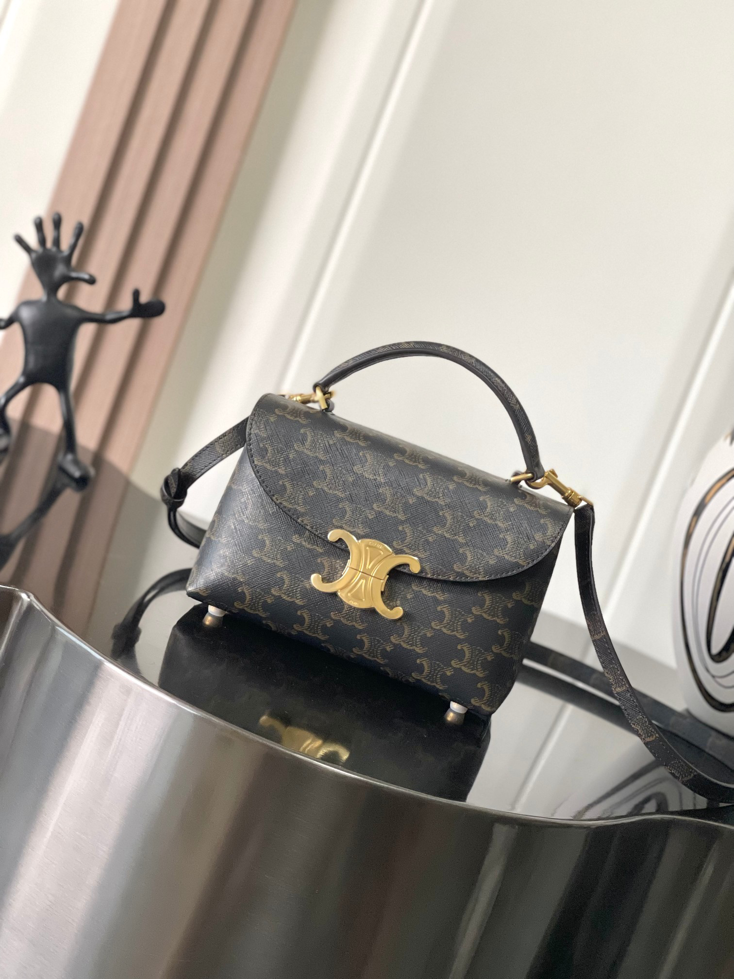 CELINE Teen Nino Logo-Print Leather Handbag